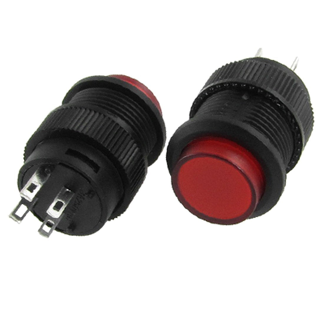 a11123000ux0391 5 x 4 Pin RED LED Light SPST Off(ON) NO Round Self-Locking Push Button Switch, 3V
