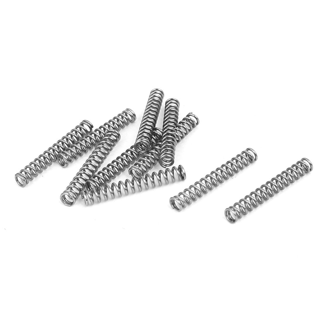 Compression Spring,304 Stainless Steel,3mm OD,0.5mm Wire Size,20mm Free Length,Silver Tone,10Pcs