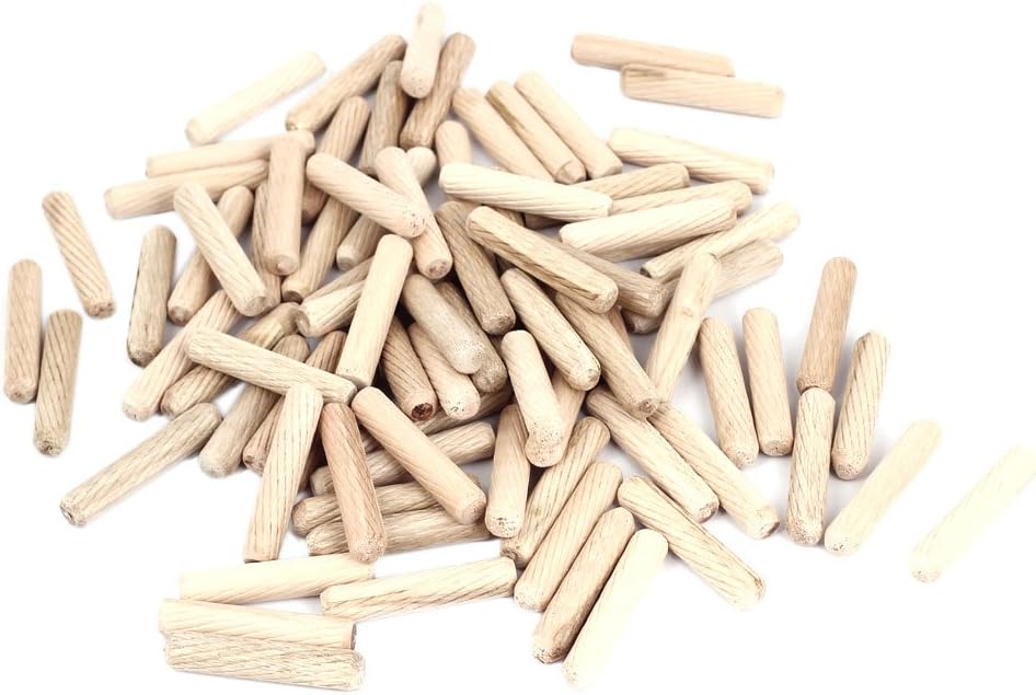 Cabinet Drawer Slant Line Round Wooden Dowel Pins Insert 8x40mm 100pcs
