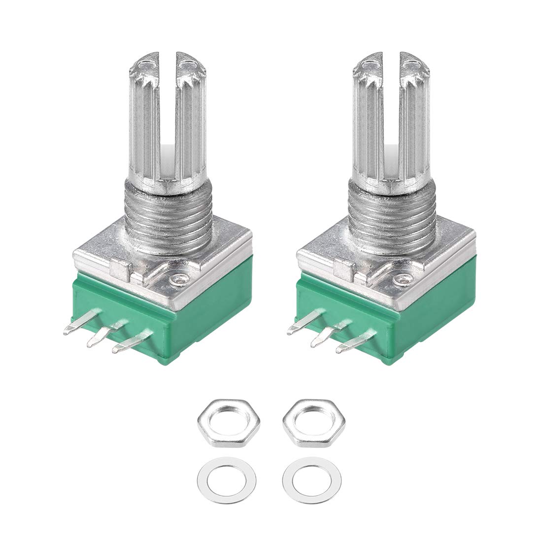 Potentiometer B20K Ohm Variable Resistors Single Turn Rotary Carbon Film Taper RV097NS 2pcs