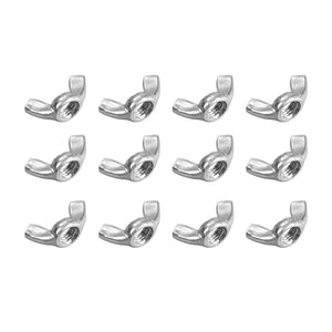 M8 Wing Nuts, Stainless Steel 201 Fasteners Parts Hurrican Screws Hand Twist Tighten Ear Butterfly Nut, 12pcs