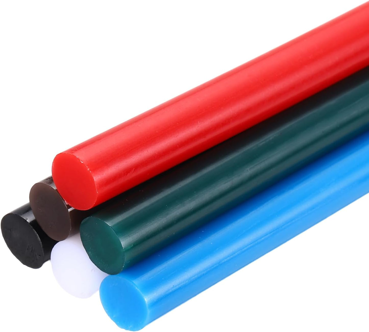 6pcs Full Size Hot Glue Sticks for Glue Gun 8-inch x 0.43-inch, 11 x 200mm 6 Colors Black, White, Bright Red, Coffee, Deep Green, Sky Blue
