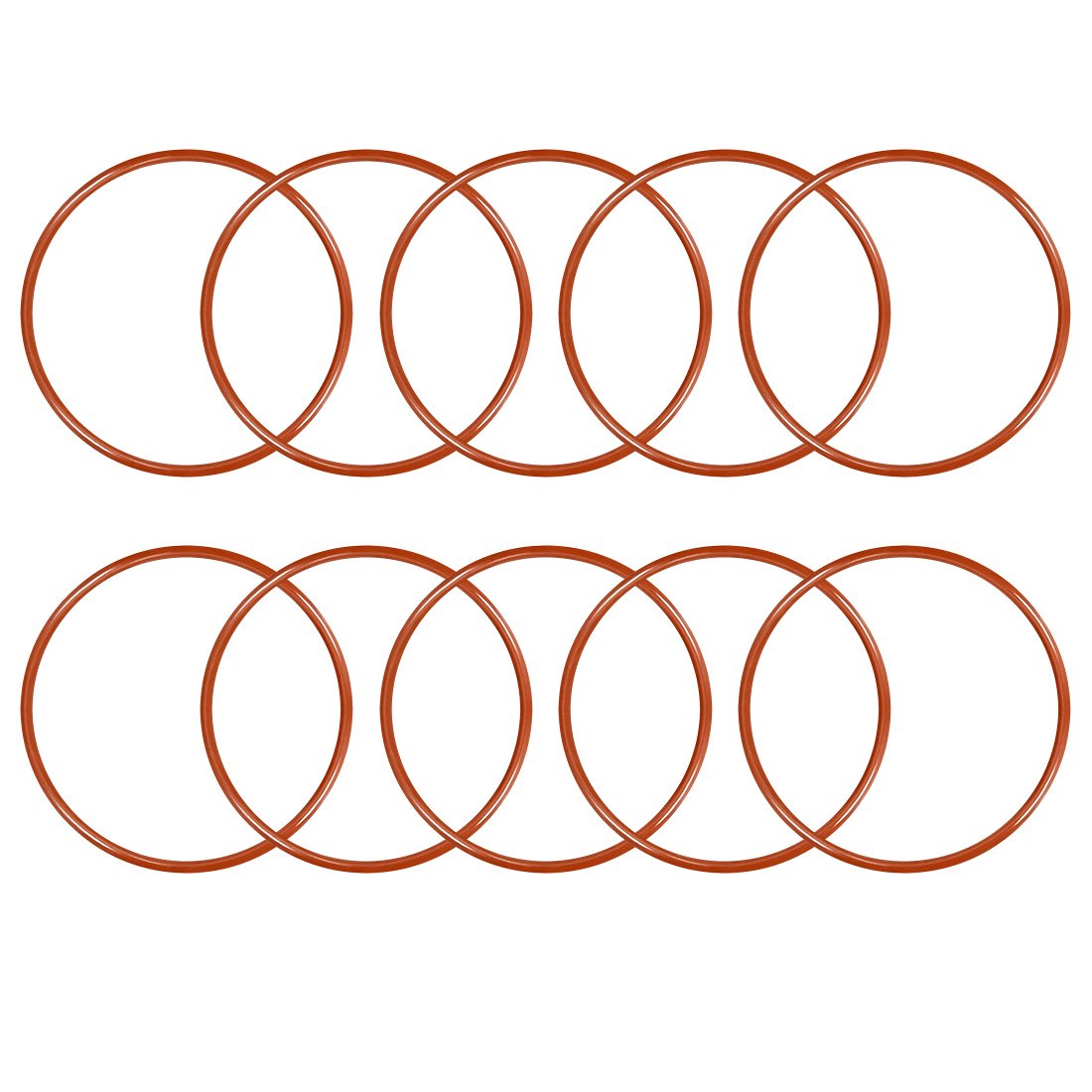 Silicone O-Ring, 48mm OD, 44mm ID, 2mm Width, VMQ Seal Rings Gasket, Red, Pack of 10