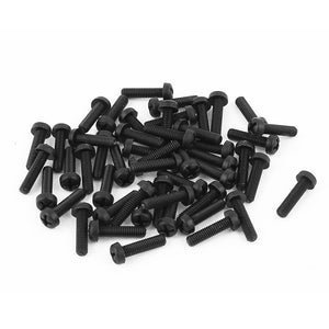 M2.5 x 10mm Nylon Phillips Cross Pan Head Machine Screws Black 50 PCS
