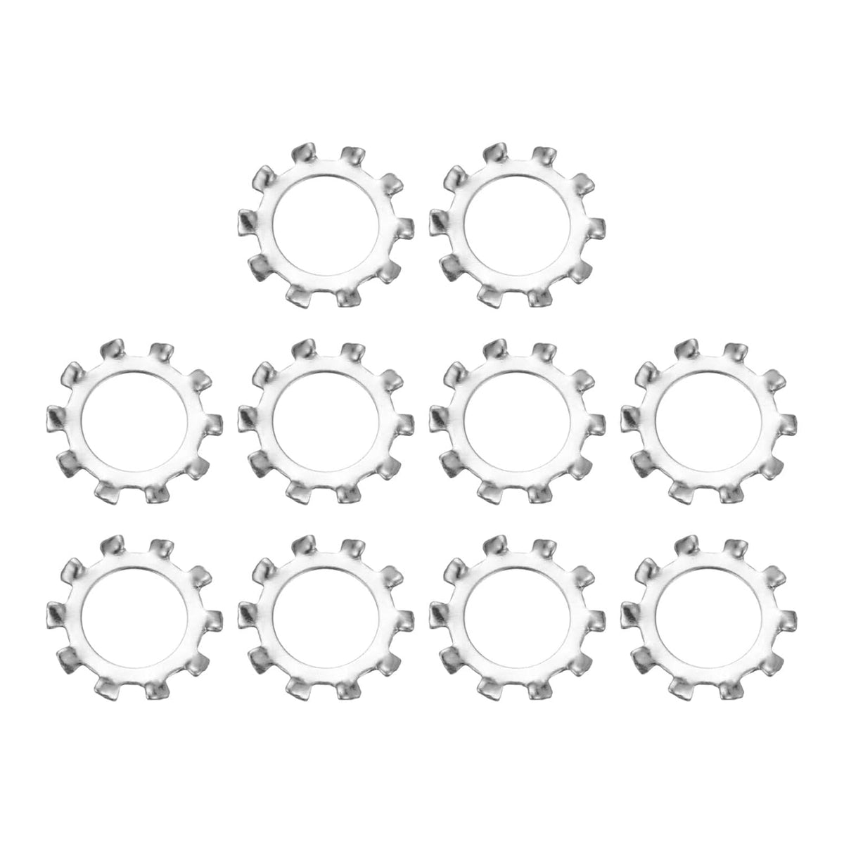 10Pcs 1/2 External Tooth Lock Washer, 304 Stainless Steel Multi-Tooth Star Washer Locking Fastener, Silver Tone