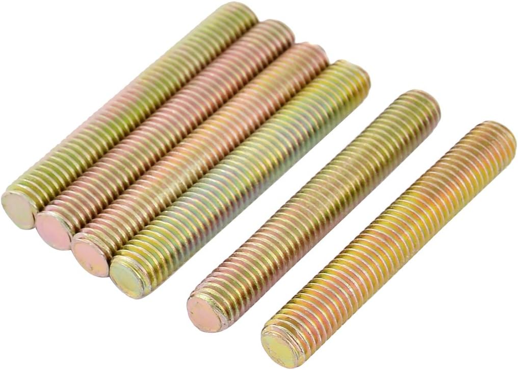 1.25mm Pitch M8 x 55mm Male Threaded Rod Bar Bronze Tone 6 Pcs