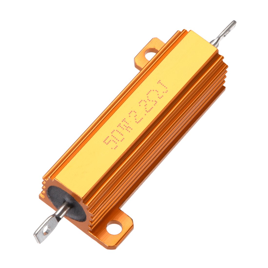 50W 2.2 Ohm 5% Aluminum Housing Resistor Screw Tap Chassis Mounted Aluminum Case Wirewound Resistor Load Resistors Gold Tone 1pcs