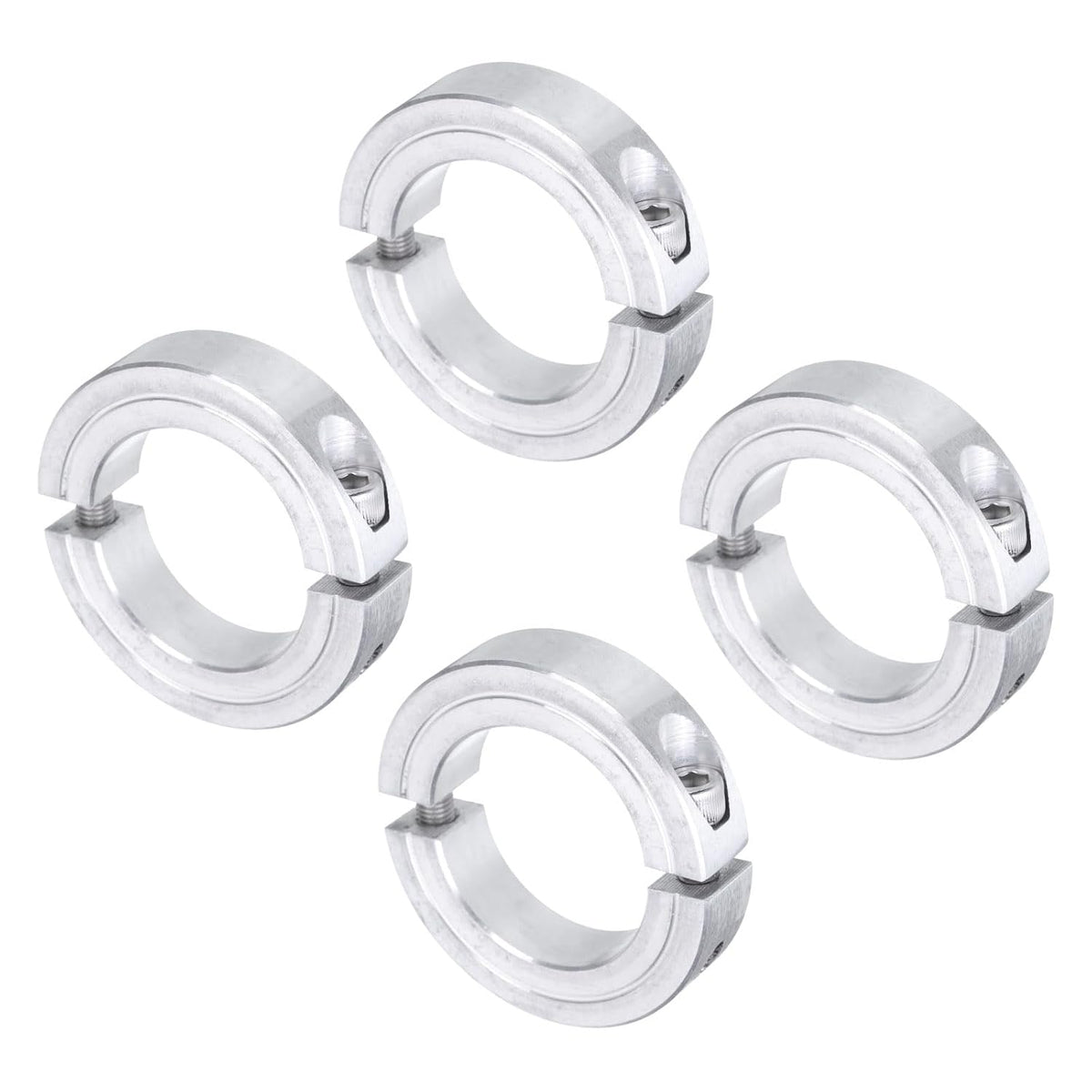 4pcs Double Split Clamp-On Shaft Collar for 1-1/2" Shaft, Two-Piece Clamping Collar, 2-3/8" OD, 9/16" Thickness, Aluminum Alloy Set Screw Split Collar Clamp