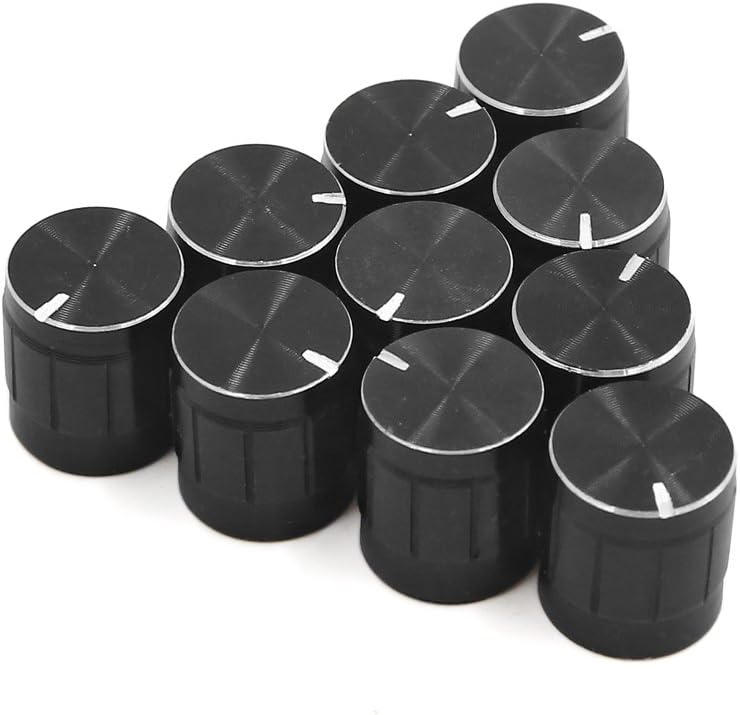 10Pcs 6mm Inner Dia Aluminum Alloy Potentiometer Control Volume Rotary Knob Cap