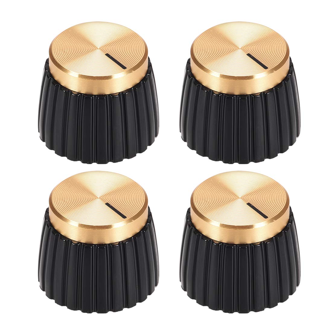 4pcs Modern Black & Gold Cap Potentiometer Knobs for Amplifier