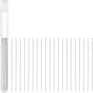 25 Pcs Large Eye Needles, 3.5 Inch Handmade Yarn Knitting Needles High Carbon Iron Sewing Embroidery Needles with Storage for Hand Sewing Art Crafts, Silver