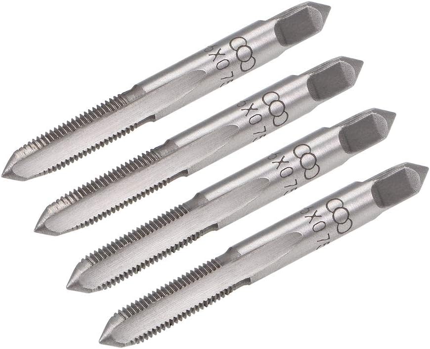 Metric Hand Tap M6 Thread 0.75 Pitch 3 Straight Flutes H2 Alloy Tool Steel Bottom & Taper Screw Tap Set Tapping Tools for Repairing 2 Pairs