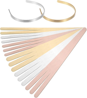 18Pcs Bracelet Blanks, (1/4"x 6", 3/8"x 6") Bangle Blanks Cuff Bracelet Blanks Aluminum/Copper for DIY Bracelet Jewelry Making (Silver/Rose Gold/Gold)
