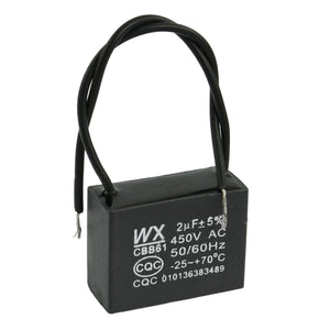 Black 450VAC 2Uf Cable Terminal Motor Running Capacitor Cbb61