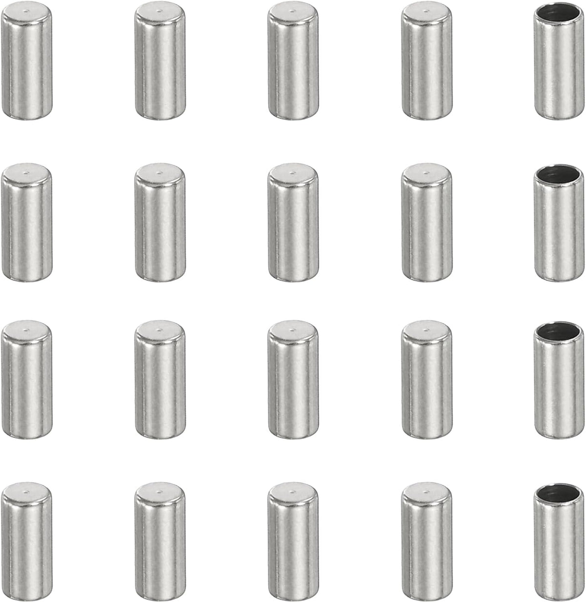20 Pcs Stainless Steel Cord End Caps, 1.5 mm End Cap Barrel Beads Leather Cord End Caps for Jewelry Making DIY Tassel 5.5 mm Length Silver