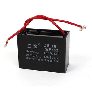 a14070400ux0303 CBB61 AC 450V 10uF 50/60HZ 2 Wires Polypropylene Film Motor Run Capacitor