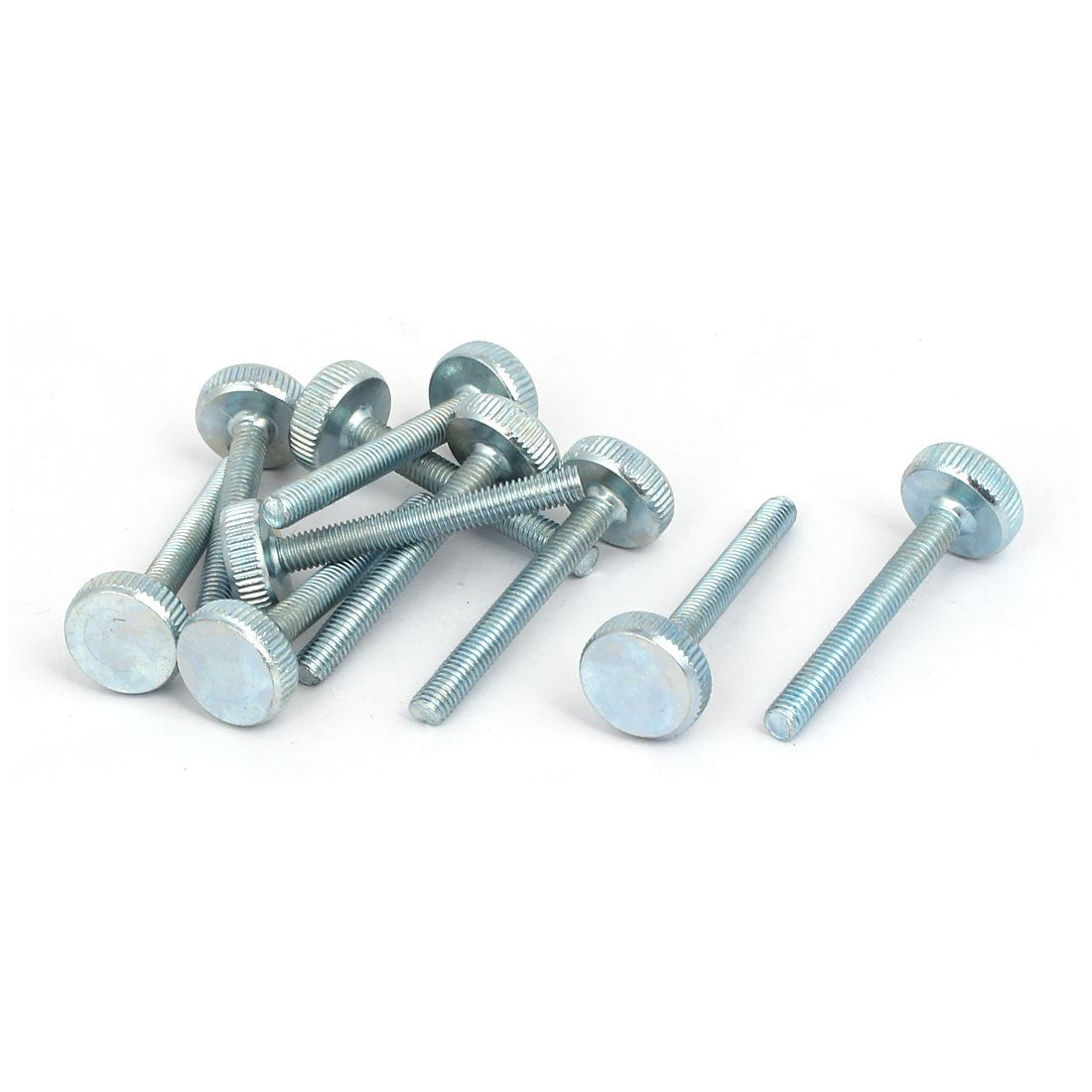 M5x40mm Knurled Head Flat Point Fully Threaded Thumb Screws Fastener 10pcs