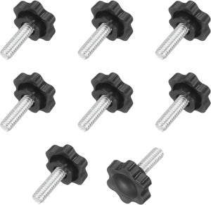 10Pcs 1/4"-20 Star Knobs, 0.8" Threaded Stud Plastic Male Clamping Knobs Screw Hand Tightening Replacement Knob for Industrial Furniture Tools Jigs Clamps, Black