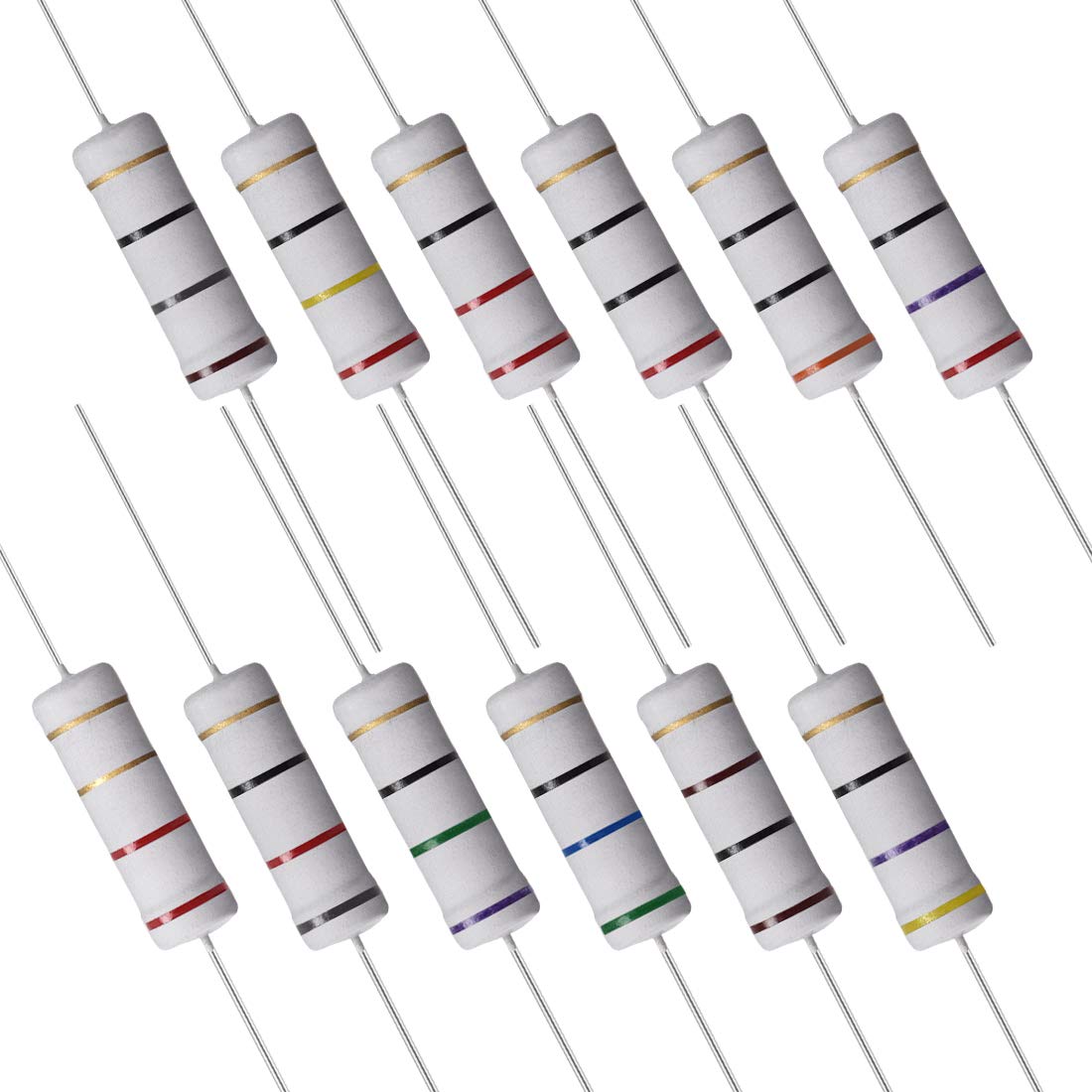 60 Pcs 5W Metal Oxide Film Resistor 18R,20R,22R,24R,56R,75R,82R,100R Ohm +/-5%