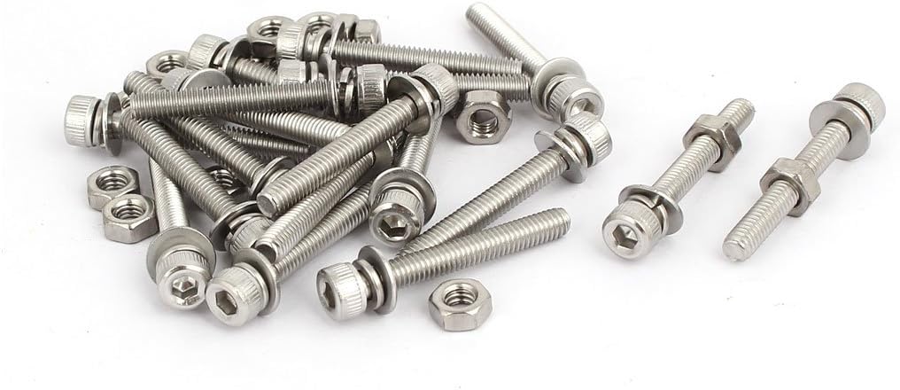 M4x30mm 304 Stainless Steel Hex Socket Head Cap Bolt Screw Nut w Washer 18 Sets