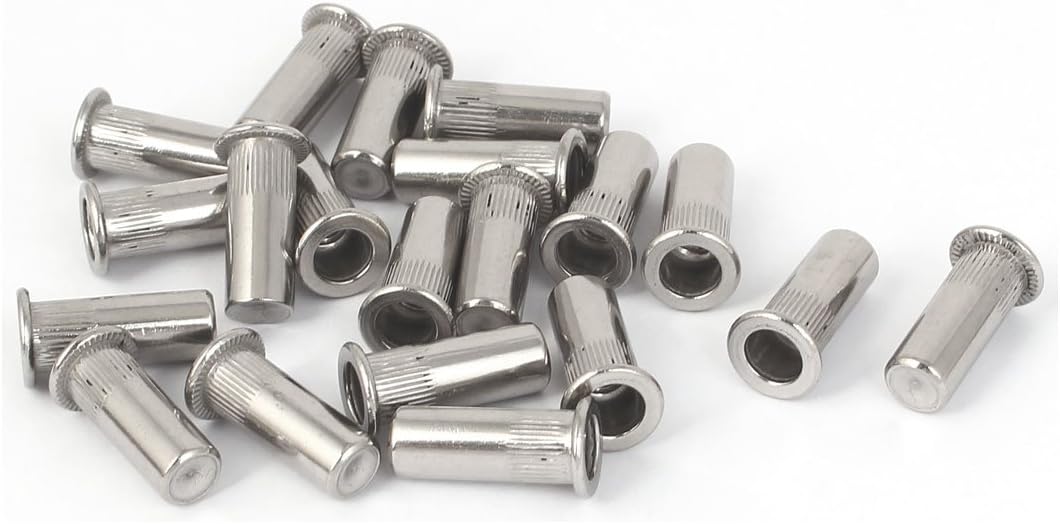 a16070700ux0252 M5x18.5mm 304 Stainless Steel Straight Knurled Closed End Rivet Nut Fastener 20pcs