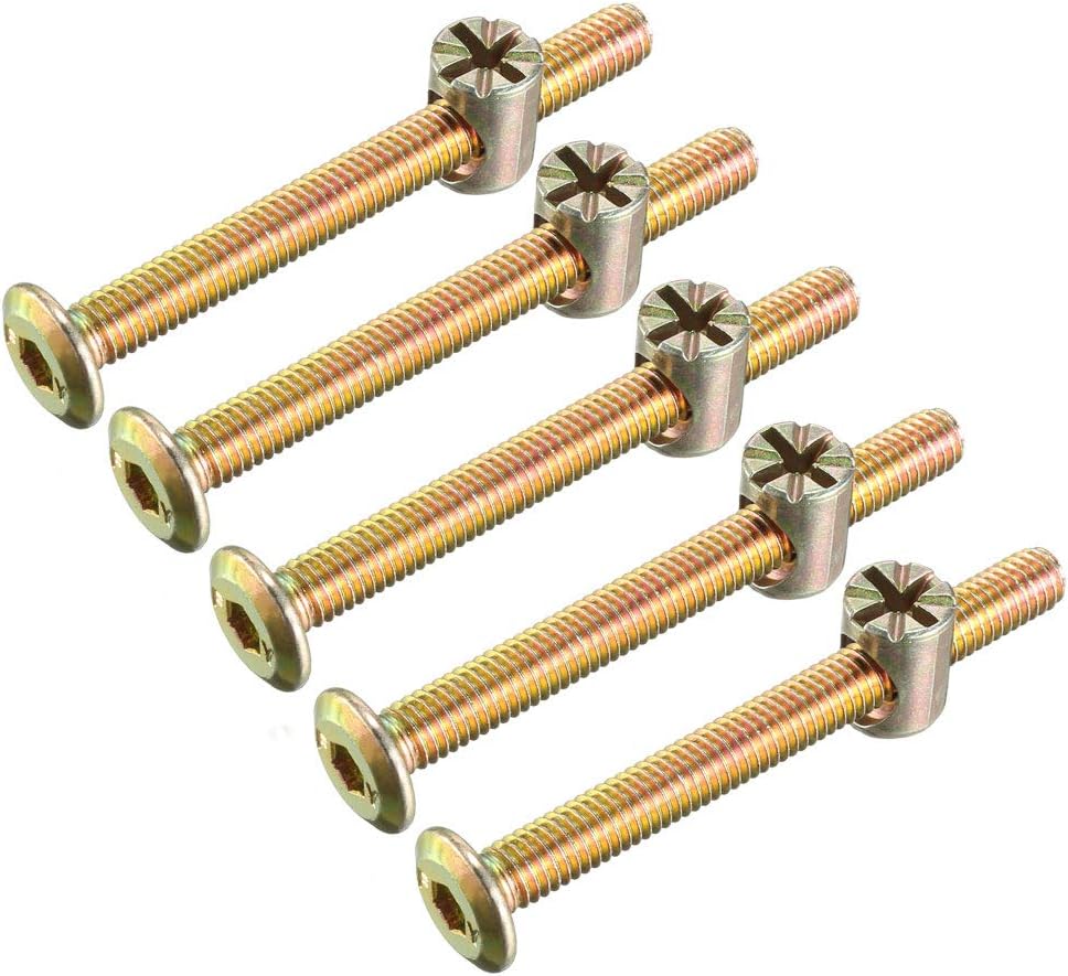 M6x60mm Furniture Bolt Nut Set Hex Socket Screw with Barrel Nuts for Beds Headboards Chairs 5 Sets