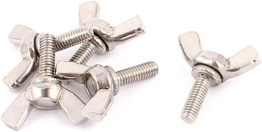 M4x12mm Thread 304 Stainless Steel Butterfly Head Wing Screw Bolt 5pcs