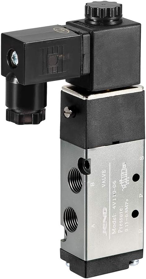 AC 24V 5 Way 2 Position 1/8" PT,Pneumatic Air Control Solenoid Valve,Internally Single Piloted Acting Type Red Light,4V110-06