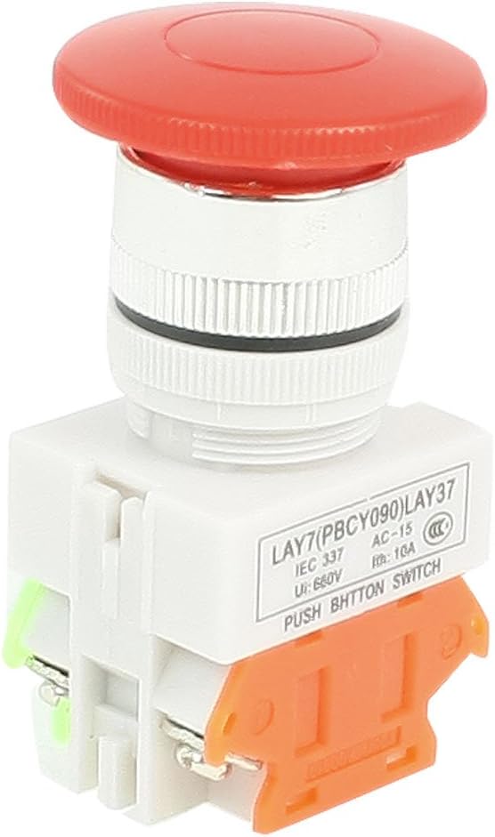 AC 660V 10 Amp DPST Mushroom Red Cap Momentary Push Button Switch
