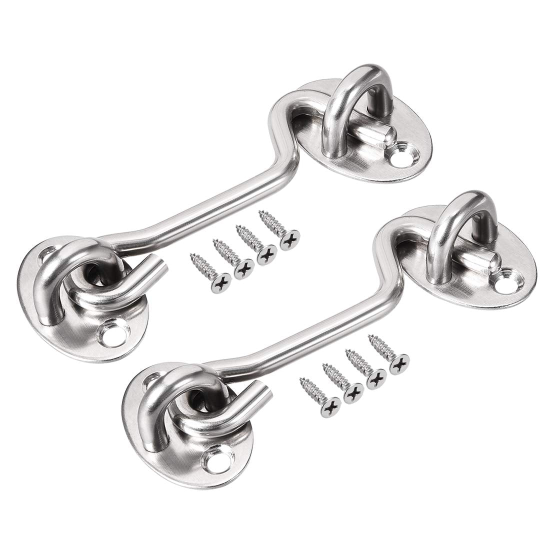 3" Cabin Hook Eye Latch Gate Door Swivel Window Door Hook Stainless Steel with Mounting Screws 2pcs