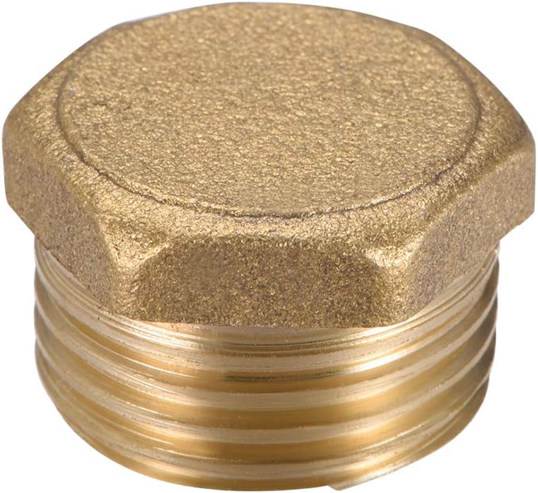 Brass Pipe Fitting, Cored Hex Head Plug G1/2 Male Thread Connector Coupling Adapter