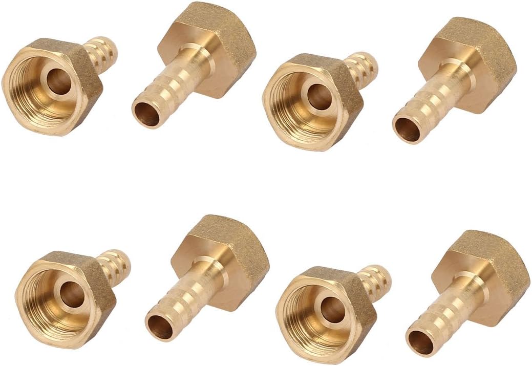 3/8BSP Female Thread 8mm Hose Barb Brass Tubing Coupler Connector Fitting 8pcs