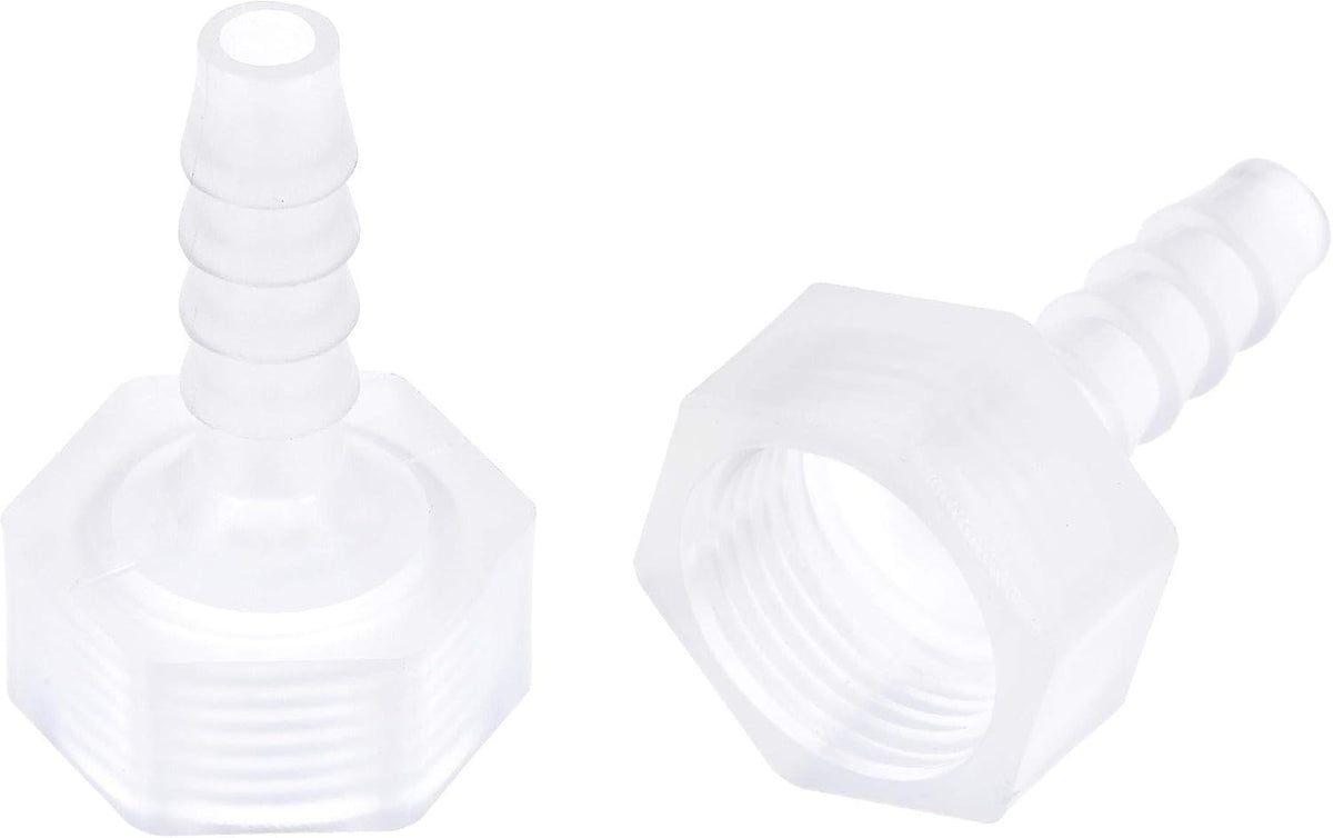 Polypropylene Hose Barb Fitting Coupler, 6mm Barb x G3/8 Female Thread Pipe Adapter, Translucent 2Pcs