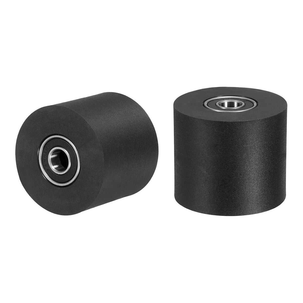 2Pcs Plastic Roller Wheel with Bearings, ID 5/16" (8mm) x OD 1-37/64" (40mm) x Length 1-3/8" (35mm), Guiding Wheel Flat Belt Idler (Black)