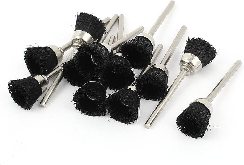 12 Pcs 1/8-inch Shank 10mm Cup Nylon Bristle Brush Rotary Tool