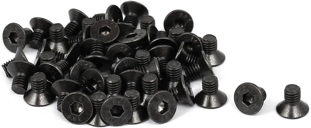 M3x5mm Black Nickle Plated Grade 10.9 Flat Head Hex Socket Cap Screw Bolt 50pcs