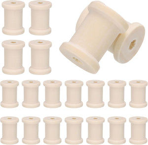 20Pcs Wooden Spools, 0.8 x 1 Inches Natural Wood Empty Thread Spools Unfinished Wood Ribbon Spool for Craft Wire Weaving DIY Projects