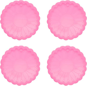 4 Pcs Sunflower Resin Moulds, Silicone Epoxy Mould Kit with Hole for Pendant Keychains Ornament Jewelry Resin Art Crafts Making DIY Crafts, Pink