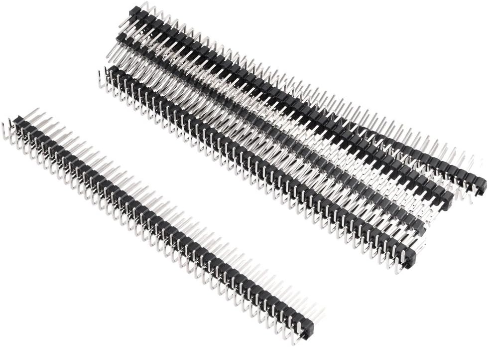 5Pcs 2.54mm Pitch 2x40-Pins Double Row Right Angle Connector Pin Header Strip for Prototype Shield