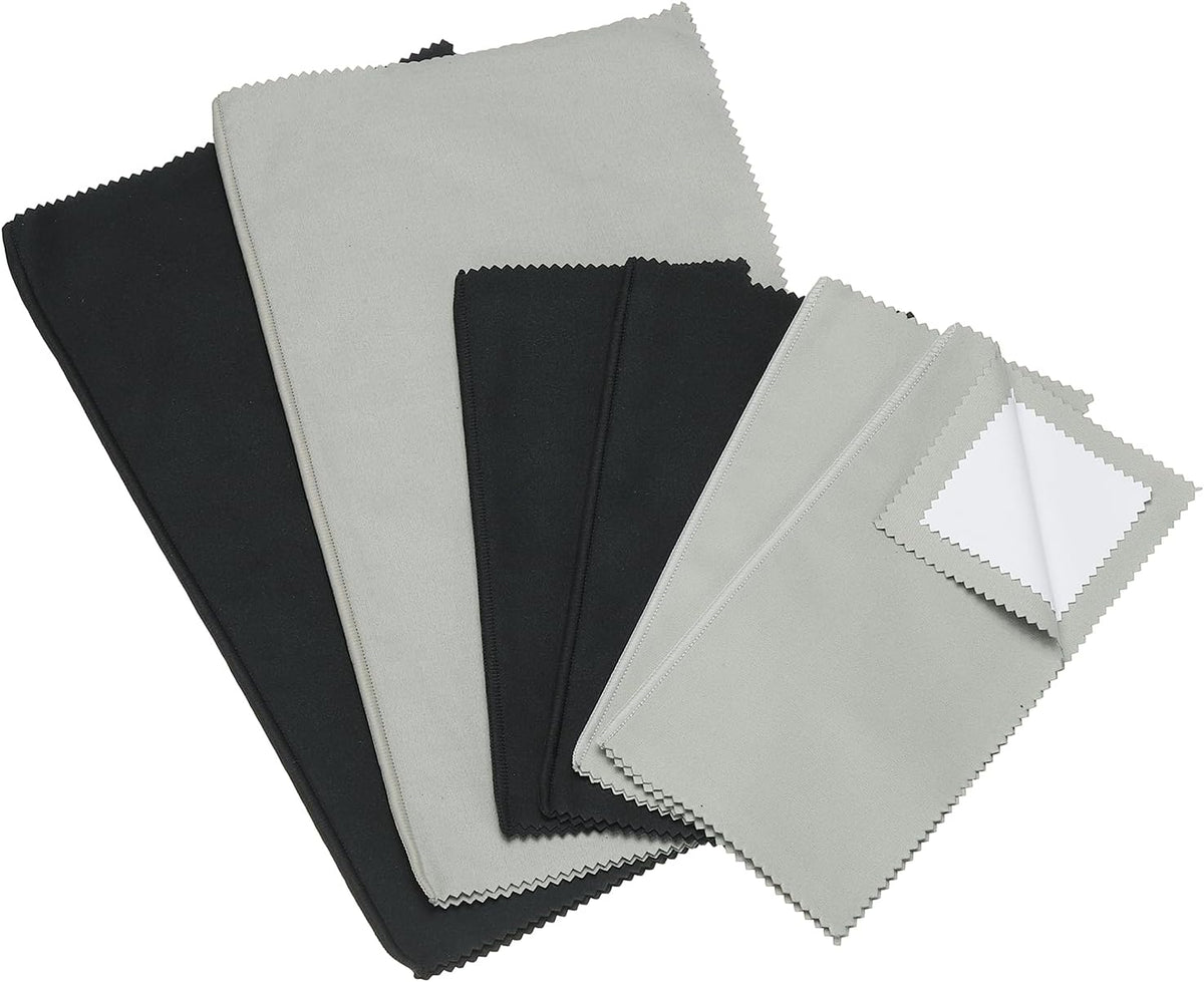 2 Size Large Jewelry Cleaning Cloth, 6 Pcs Double-Sided Multi-Layer Cotton Polishing Cloth for Silver Gold Brass Jewelry Black/White, Gray/White