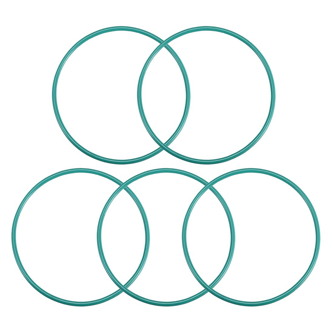 Fluorine Rubber O-Rings, 76mm OD 71.2mm ID 2.4mm Width FKM Seal Gasket for Machinery Plumbing, Green, Pack of 5