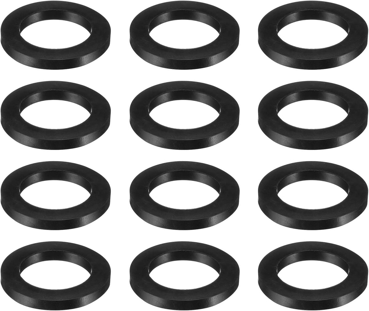 12 Pcs Solid Nitrile Rubber Flat Washer DN40 2-5/32" OD x 1-1/2" ID x 1/4" Thickness Large Washers O Ring Sealing Gaskets, Industrial Flat Rubber Spacer, Black