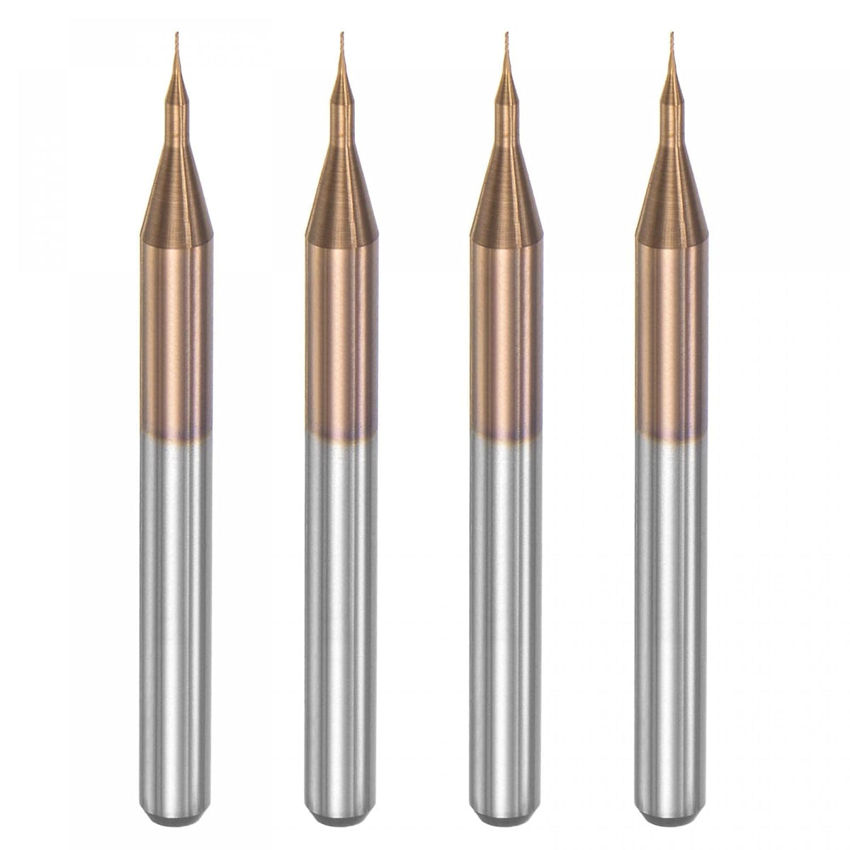 End Mill CNC Router Bits, 1/8" 3.175mm Shank 0.2mm x 1mm Titanium Coated Tungsten Carbide Engraving Milling Cutter for PCB Plastic Fiber Wood 4pcs
