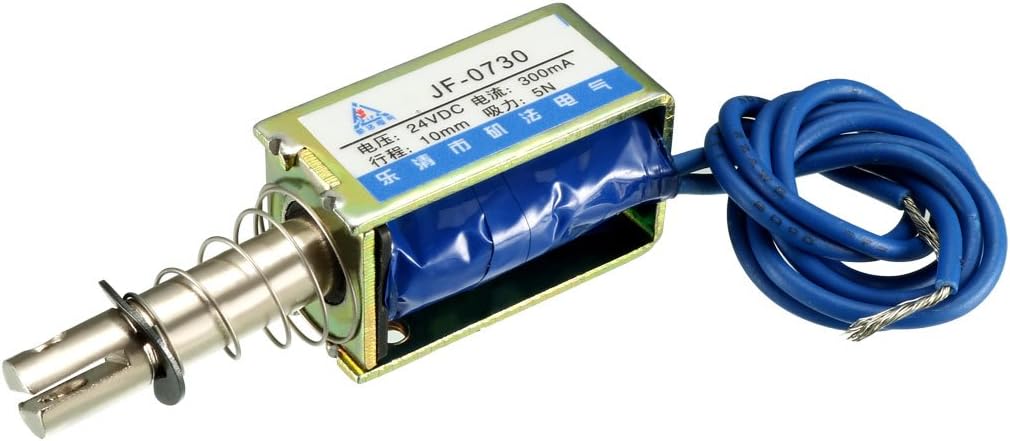 Linear Motion Solenoid Electromagnet JF-0730 DC 24V 300mA 7.2W 5N 10mm Stroke Pull