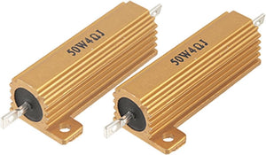 50W Power Rating 5% 4 Ohm Resistance Gold Tone Aluminum Case Resistors 2 Pcs