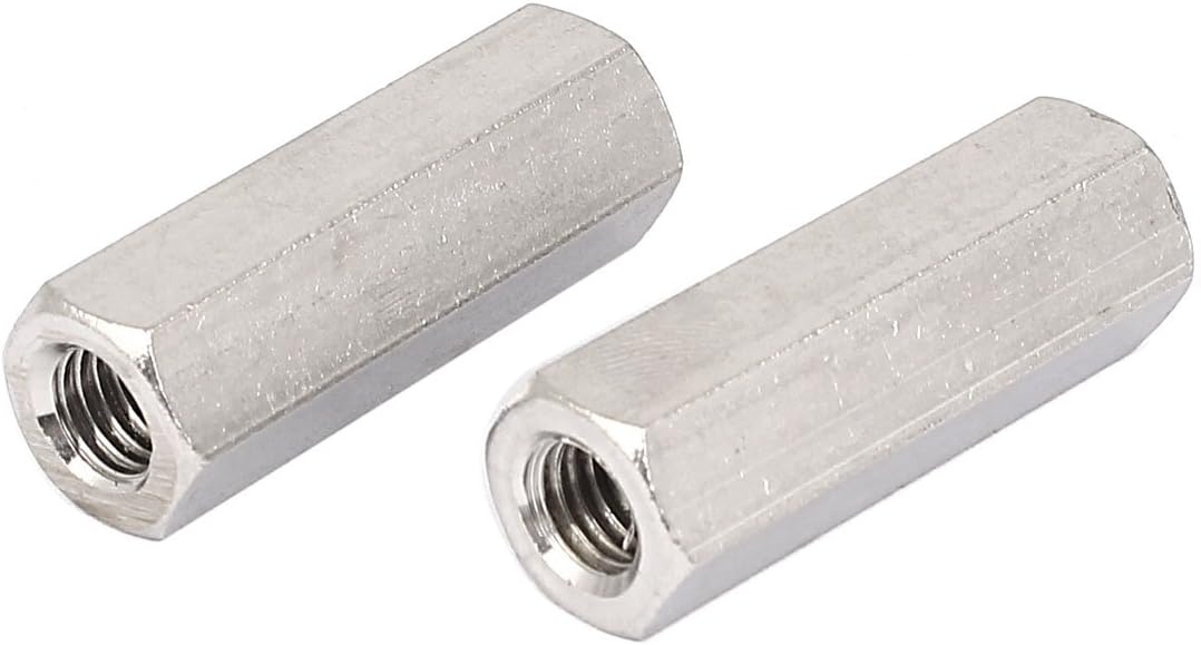 M8x40mm Threaded Bar Rod Studding Hex Connector Deep Nut 2pcs