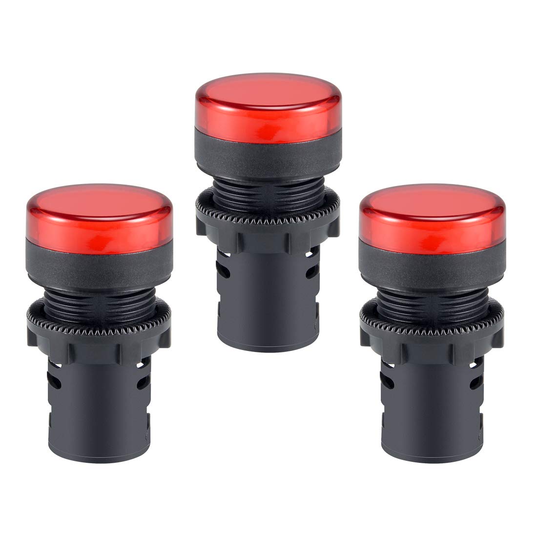 3Pcs Red Indicator Light AC/DC 110V, 22mm Panel Mount, for Electrical Control Panel, HVAC, DIY Projects