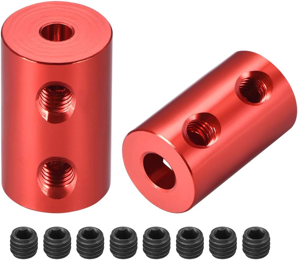1/8 inch to 5mm Bore Rigid Coupling Set Screw L20XD12 Aluminum Alloy,Shaft Coupler Connector,Motor Accessories,Red,2pcs