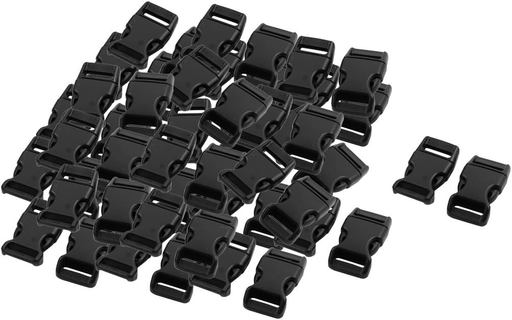 LinkMejor Plastic Backpack Strap Connecting Side Quick Release Buckles 15mm 50pcs Black