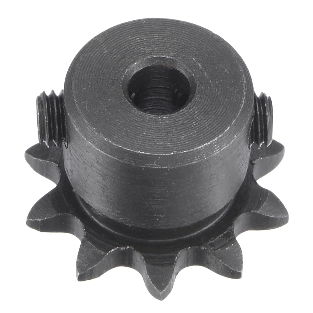 10 Tooth Roller Sprocket B Type, #25 Chain, Single Strand 1/4" Pitch, 5mm Bore Black Oxide C45 Carbon Steel with Set Screws for ISO 04C